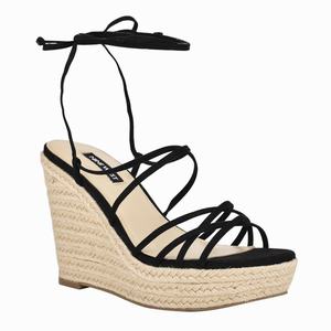 Nine West Havefun Ankle Wrap Espadrille Wedge Sandals - Black - Ireland (MC7820451)